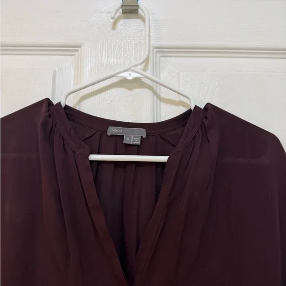 Vince Red Dolman Sleeve Blouse with Mandarin Collar - Picture 2 of 9